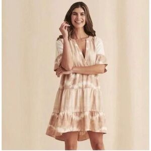 Faherty Maple Sugar Brown & White Tie Dye La Vida Dress Size XS